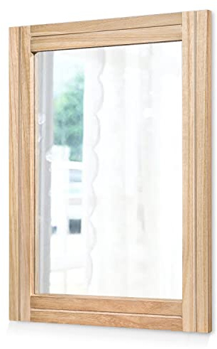 AAZZKANG Rustic Mirrors for Wall Rectangle Wood Frame Mirror 70 x 50cm Farmhouse Bedroom Bathroom Decorative Mirror