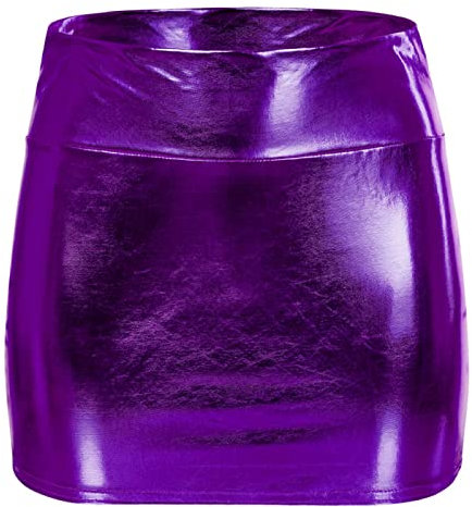 Minirock Damen Sexy Eng Und Kurz Damen Metallischer Faltenrock Mini Skaterrock Stretch Skater Rocke Mini Glocken Rock Hohe Taille Metallischer Faltenrock Kurze Minirock Shiny Plisseerock Röcke Tanz Tu