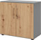 bümö Aktenschrank abschließbar, Büroschrank Holz 80cm breit in Graphit/Asteiche - abschließbarer Schrank mit Aktenregal für's Büro & Arbeitszimmer, Büro Möbel Ordnerschrank mit Schloss