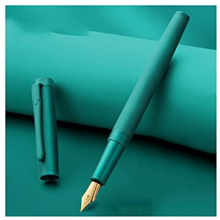 OUSIKA Fountain Pen Fountain Pen Metal Ink Pen Black Forest Matte Green Converter Filler Office School Supplies Writing Pens (Color : A2, Size : EF)