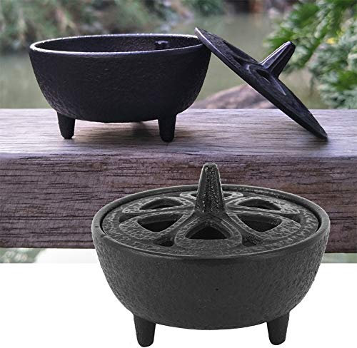 Mokernali Incense Burner, Incense Stick Holder, Durable Cast Iron Lotus Incense Burner Bowl, Backflow Incense Burner with Lids Meditation Accessories for Home Decoration Bathroom Bedroom