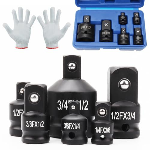 Wkmamo 6 Stück Kraft Adapter Satz Schlagschrauber Adapter, Schlagschrauber Adapter,Steckschlüssel Konverter,für Schraubenschlüssel, Brechstangen Ratschen (Blaue Box)