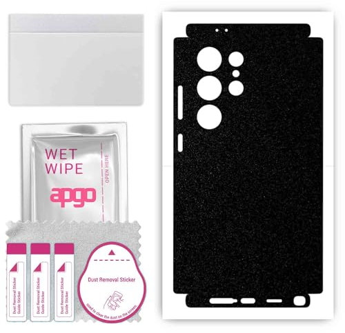 apgo Rückseite + Seiten Schutzfolie, Skin, kompatibel mit Samsung Galaxy S24 Ultra, Hinten Displayschutzfolie aus Vinylfolie, Kratzfest, einfache Montage - Mattschwarz