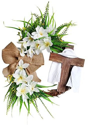 Türkranz Frühling Wandkranz Kunstblumendeko Ostern Kranz Tür Hängende Dekoration Blumenstrauß Girlande Für Haustür Dekor Simulation Pflanze Link Tag Bunter Ostereier Kranz in Pastell (B, One Size)