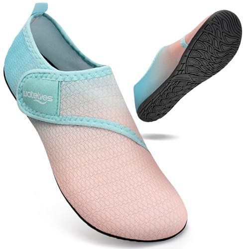 WateLves Water Shoes Barefoot Shoes Mens Women Beach Socks Aqua Swim Swimming sea Pool(Blue Orange 7.5/8.5)