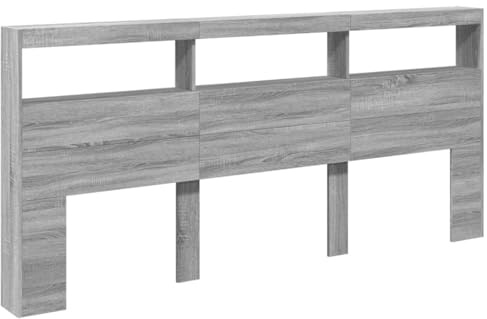 vidaXL LED-Kopfteil mit Ablage Grau Sonoma 220x17x102 cm