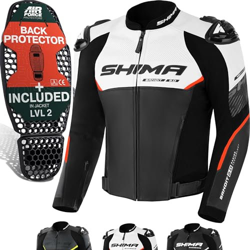 SHIMA BANDIT Chaqueta Moto Hombre AIRFORCE Protector Espalda Cazadora Motociclista Chaquetas Cuero Protecciones Ventilado Verano Traje de Moto Armadura Cazadoras Motocicletas (Masculinos, Rojo, 52)
