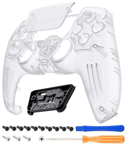 eXtremeRate Luna Re-Design Front Hülle für ps5 Controller BDM-010/020/030/040/050, Ersatz Gehäuse&Touchpad&Accent-Ring, Custom integrierend Abdeckung Case Cover für ps5 Controller-Transparent