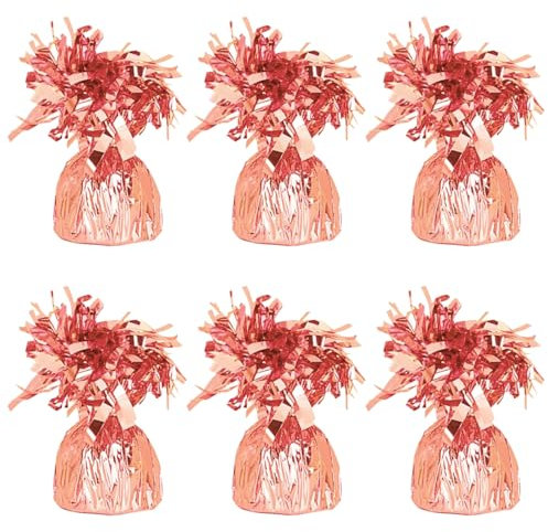 Foil Helium Balloon Weights - Pack of 6 - Durable & Colourful Rose Gold Balloon Weights for Birthdays Parties, Events & Celebrations - Perfect Balloon Weight Holders