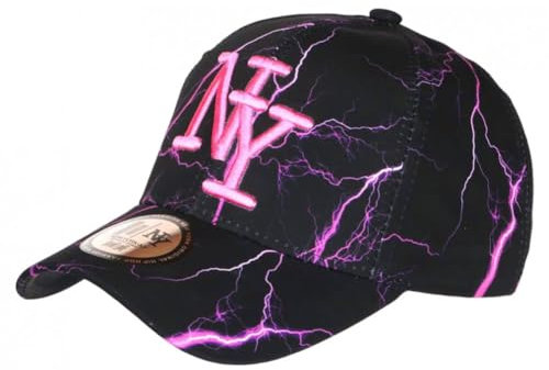 Hip Hop Honour Casquette Enfant Rose Fluo Noire Originale Eklyr NY Baseball 7 a 12 Ans - Taille: Taille Unique - Couleur: Rose - Garçon