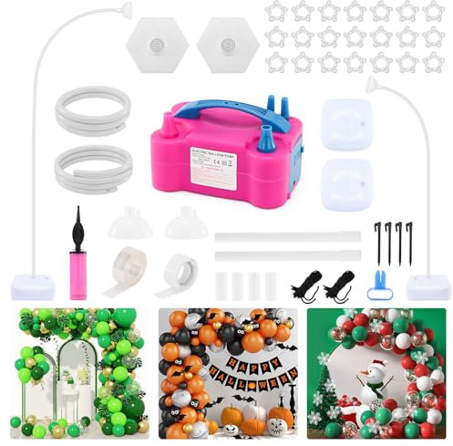 Balloon Arch Stand Kit and Balloon Pump Electric, 8.2FT & 5FT Free Bending Half Arch Balloon Column Stands with Water Fill Base, Balloon arch Frame Backdrop for Wedding Birthday Party Decoration