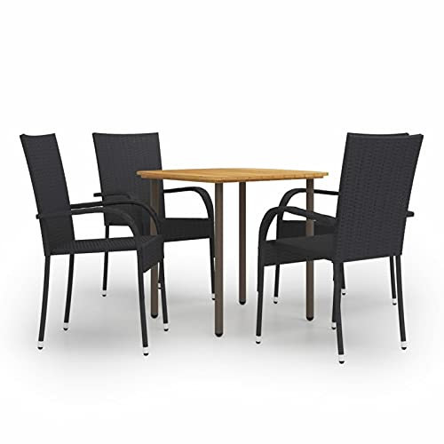 Gartenmöbel-Set, 3-teilig, Garten-Essgruppe, Poly Rattan, Grau, Esstisch und Stühle, Außenterrasse, Wintergarten, Balkon, Hinterhof, Garten, Pool-Möbel-Set