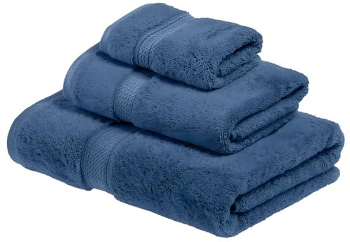 Avilia Set 3 Asciugamani da Bagno in Cotone Morbido e Assorbente Diversi Colori - Tre Dimensioni per Viso, Ospiti e Asciugamano da Bagno - Resistenti ai Lavaggi Frequenti e Asciugatura Rapida