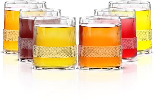 INTIGNIS Verres à vin en cristal de la collection Elite 350 ml - Sans plomb, design transparent découpé - Verres élégants pour la maison, les restaurants et la cuisine (6 Pc Set)
