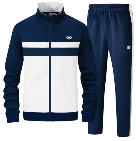 ANOTWENER Herren Trainingsanzüge Sets lässig lange Ärmel voller Reißverschluss Jacke und Jogginghose Jogginganzug Sport Outfits JW-7123-XL