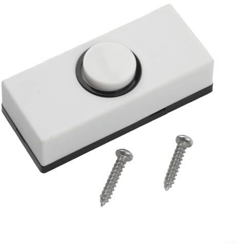 Wired Door Bell Button, Universal Wired Doorbell Push with 2Pcs Screws 55*24*14mm Wall Mounted Non-Illuminated Weatherproof Plastic Button Fits Most Doorbell Chimes for Home Garage Warehouse (White)