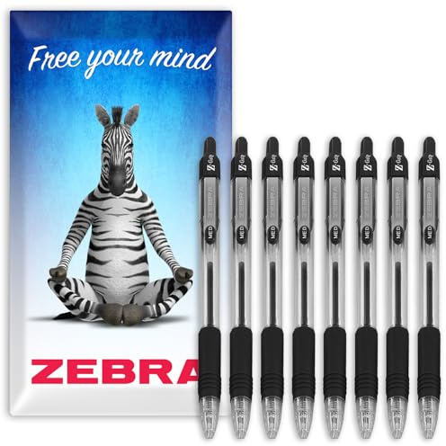 Zebra Pen Z-Grip Retractable Ballpoint Pens - 1.0mm Nib - Pack of 8 - In Envelope Gift Packaging - School, Writing, Work, Office (Black)