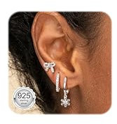 MILACOLATO 3Paar Ohrringe Silber 925 Set 16 Karat Vergoldet Creolen Ohrstecker Klein Damen Schleifen Gold Hängend Wasserfest Conch Helix Piercings Schmuck-AS