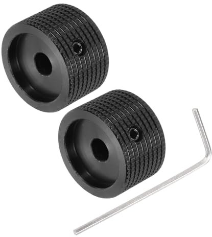 sourcing map 2PCS Guitar Knobs Metal, Volume Tone Control Dome Knobs 6 x 25 x 15.5 mm Potentiometer Knobs with Wrench for Electric Guitar Bass, Black