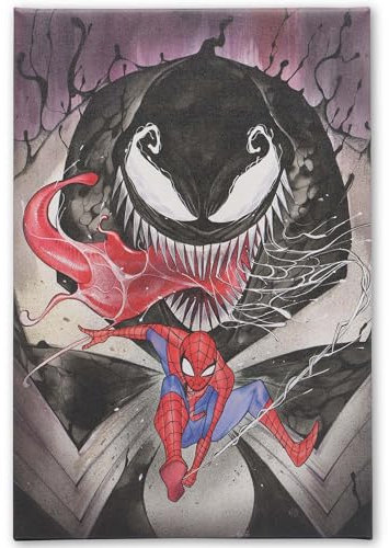 Open Road Brands Marvel Spider-Man und Venom Showdown Galerie verpackte Leinwand-Wanddekoration – Venom-Wandkunst für Männerhöhle oder Filmzimmer