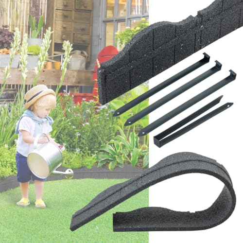 Gartenpalisade Rasenkante Beeteinfassung Beetumrandung 120cm Beetkante Welle (Grau)