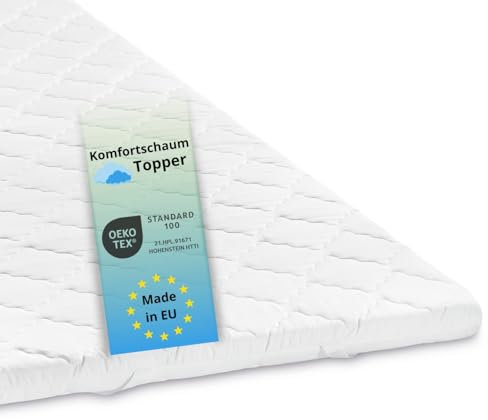 Bodyprotect Topper 160 x 200 x 6 cm, Komfortschaum Matratzentopper, Matratzenauflage, waschbar bis 60 Grad, weiß