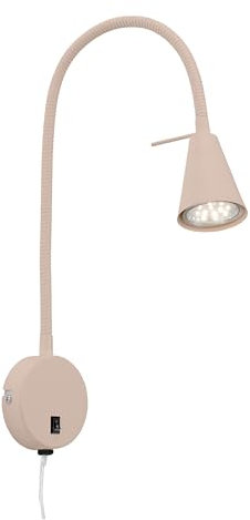 BRILONER - LED Leselampe mit Schalter am Gehäuse, schwenkbar, GU10 4,7W 400lm, warmweißes Licht, Wandleuchte Innen, Wandlampe, Bettlampe, Lampe Bett, Leselicht, Nachttischlampe, 8 x 45 cm, Beige