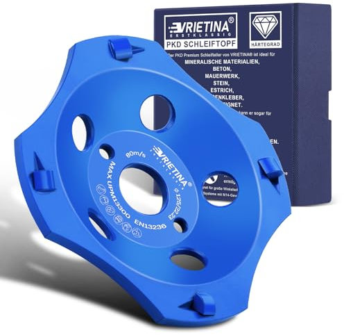 PCD PKD Diamantschleiftopf [125x22,23x21 mm, 4 Segmente] Diamantschleifer Topfschleifer für Beschichtungen auf Beton, Stein, Granit, Diamant Schleifscheibe Frässcheibe zum Winkelschleifer Mauerwerk