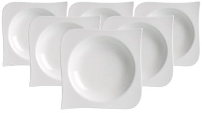 Ritzenhoff & Breker Melodie Müslischale 15 cm, 6er Set, Dessertschalen mit extravaganter Formensprache und schlichtem Design, Porzellan, Spülmaschinenfest, Weiß