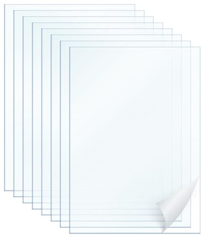 PEAPIN 8 Pack A4 Polycarbonate Sheets, 1mm Thick Clear Acrylic Sheet | perspex sheets Sheet For Crafts, Painting, Picture Frames (Square, 297 x 210mm)