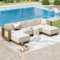 PHI VILLA Rattan Garden Fumiture Sets 6 Seater, U shaped Corner Sofa Balcony Convervatory Modular Furniture with Thickened Cushions and Pillows for Backyard Porch, Beige