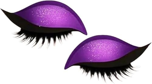 Eyeliner Sticker, Eyeliner Sticker with Eyelashes 4 Pair Eyelash Sticker Reusable Eyelid and Eyelash Sticker Makeup (Lila)