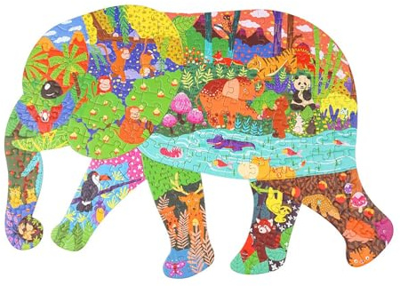 Elefanten-Puzzle – 200 Teile Tierpuzzles für | Buntes einzigartiges Puzzle mit Tierformen, Spiellernen, für und Mädchen zum Spielen