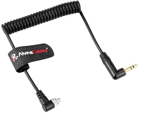 Alvin’s Cables Tentacle Timecode Kabel für Panasonic Lumix S1H, GH5s, GH6, GH7 Kameras, 3.5mm TRS auf Locking PC Spiralkabel für Tentacle Sync-E, Track-E, Timebar