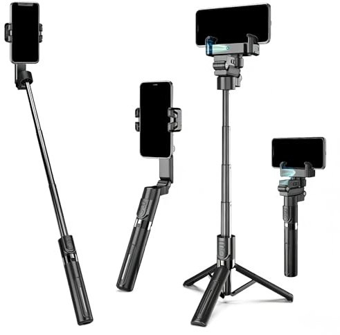 Nfutreon Stabilizzatore cardanico AI Tracking per SmartiPhone - Controllo automatico del viso a 360°, telecomando Bluetooth, treppiede anti-shake per vlogging/live streaming, staffa in metallo con