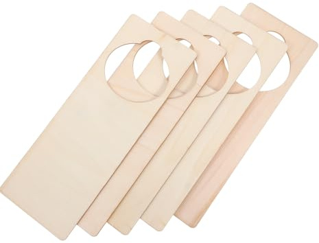 Baluue 5pcs DIY Wooden Door Knob Hangers Blank Double-Sided Signs for Home Hotel Office Decoration Easy Installation Versatile Craft Plaques for Door Decor