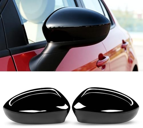 TTCR-II 2PCS Cubierta Espejo Compatible con Fiat 500/Abarth/Grande Punto | Carcasa Retrovisor para Fiat 500/500C/500E/Abarth 500 07-24,Grande Punto 05-18 Carcasa Espejos Espejo Tapa Reemplazo-Negro