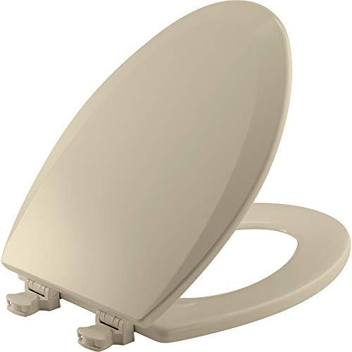 Church Toilet Seat, Easy Clean Hinges Release for Deep Cleans, Durable Enameled Wood Seat, Elongated, Bone