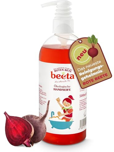 Beeta Flüssighandseife mit Roter Bete 500ml | Milde Hand- & Körperseife mit pflanzlichen Tensiden | 100% biologisch abbaubar | Sanfte Pflege und Parfümfrei | Nachhaltige Naturkosmetik