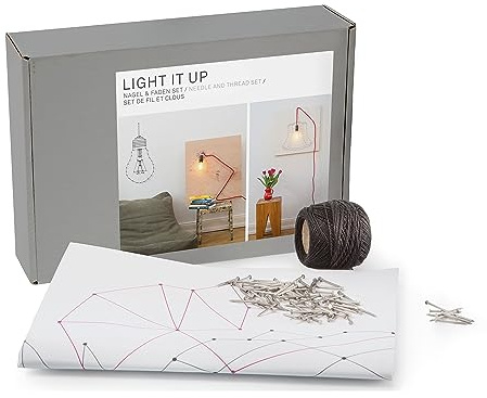 DONKEY Products Light It Up Nagel & Faden Set, Wandbild, Bastelset, Fadenbild, 330413