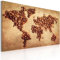 B&D XXL - Wandbilder XXL Weltkarte 120x80 cm 1 tlg - Wand Deko Vlies Leinwand Bilder Groß Wanddeko Wohnzimmer Schlafzimmer Kunstdrucke - Kaffee Landkarte Kaffeebohnen Coffee Abstrakt Map