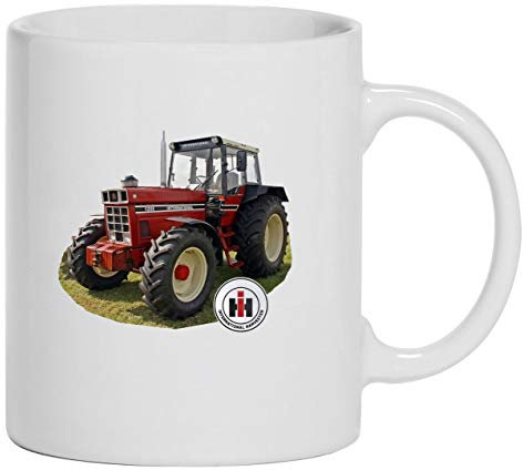 Oldtimer Tasse IHC 1255 Int. Harvester Traktor Abbildung Kaffeebecher Keramik, 330 ml Inhalt | Weiß
