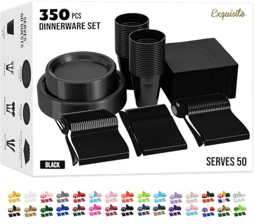 Exquisite 350 Pcs Black Plates and Napkins Party Supplies Plate Sets