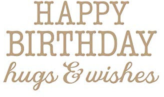 Spellbinders Glimmer Hot Foil - Piatto di compleanno con scritta Hugs & Wishes, in metallo, 3,6 x 1 cm