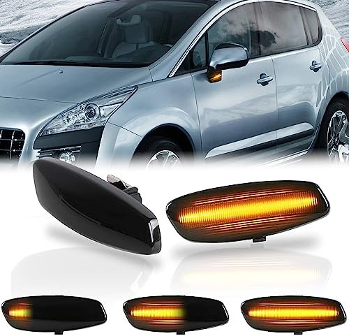 OZ-LAMPE Indicateur latéral dynamique Pour Peugeot 207 3008 308 5008 RCZ, Clignotants latéraux à LED Pour C3 II C4 C4 II DS3 DS4 Fumée Feux Répétiteurs Séquentiels, 2 Lampes