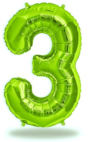 FUNXGO® folienballon zahl 3 Grün - Riesenzahl Ballon ca.100 cm - Luftballon Zahl 3 - fliegt mit Helium - zum 3. Geburtstag, Hochzeit, Jubiläum, Fest, Party Dekoration - Ballon 3 Grün
