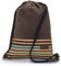 By Bers Leon großer Premium Turnbeutel mit Innentaschen Rucksack Tasche Damen Herren Teenager Gym Bag Draw String 45x34cm für Sport Reise Alltag Einkauf (streifen_braun)