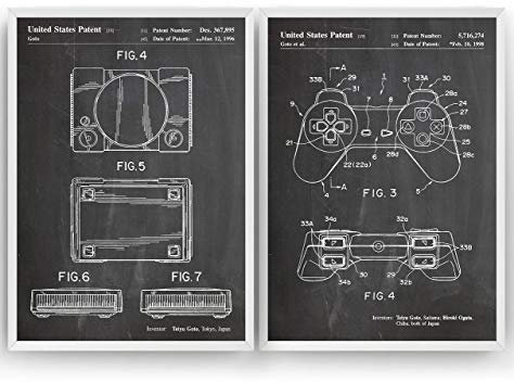 Playstation Set Of 2 Patent Posters - Gaming Gamer Games Room Giclee Print Art Kunst Wall Dekor Decor Entwurf Wandkunst Blueprint Geschenk Gift - Frame Not Included