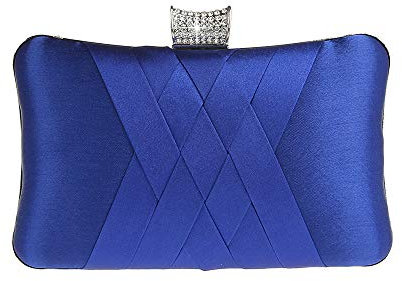 Ro Rox Francesca Retro Vintage Crystal Evening Prom Party Box Clutch Handbag Bag, Blue, One Size