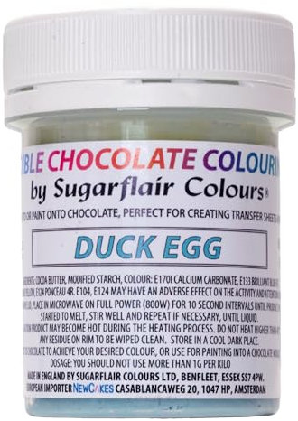 Sugarflair Duck Egg Chocolate Food Colouring - Coloured Cocoa Butter for Colouring Chocolate or Painting Directly Onto Chocolate, Transfer Sheets or Moulds - 35g